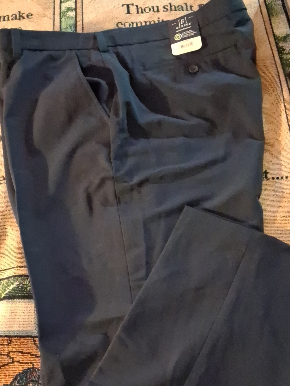 George Men's Navy Dress Pants - Classic Straight Leg